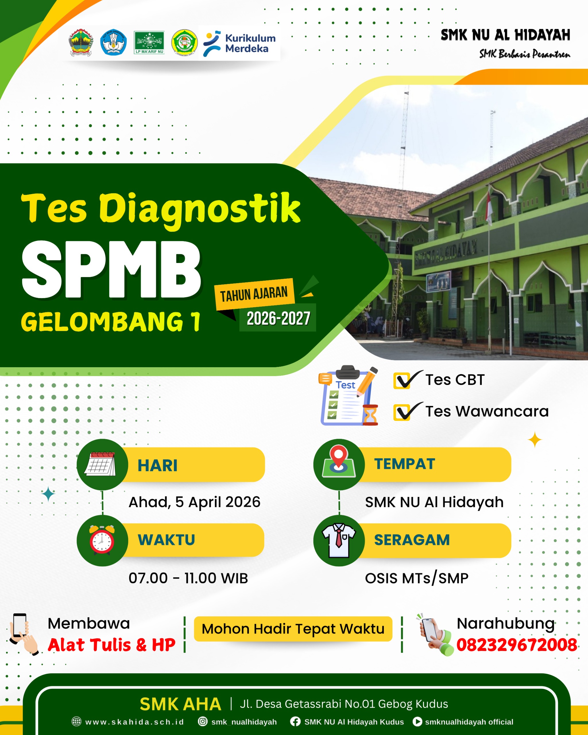 Langkah Awal Menuju Masa Depan: Tes Diagnostik SPMB Gelombang 1 di SMK NU Al Hidayah