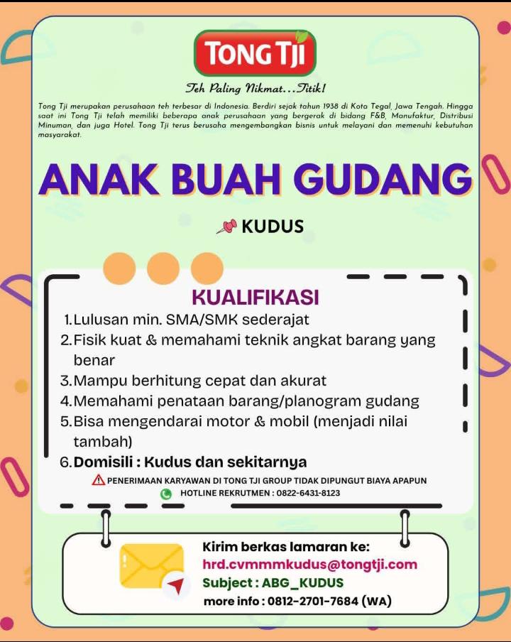 📢 INFO LOKER  - Tong Tji
