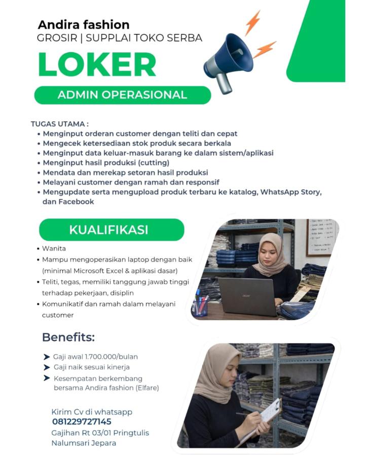 🚨 INFO LOKER - Andira Fashion