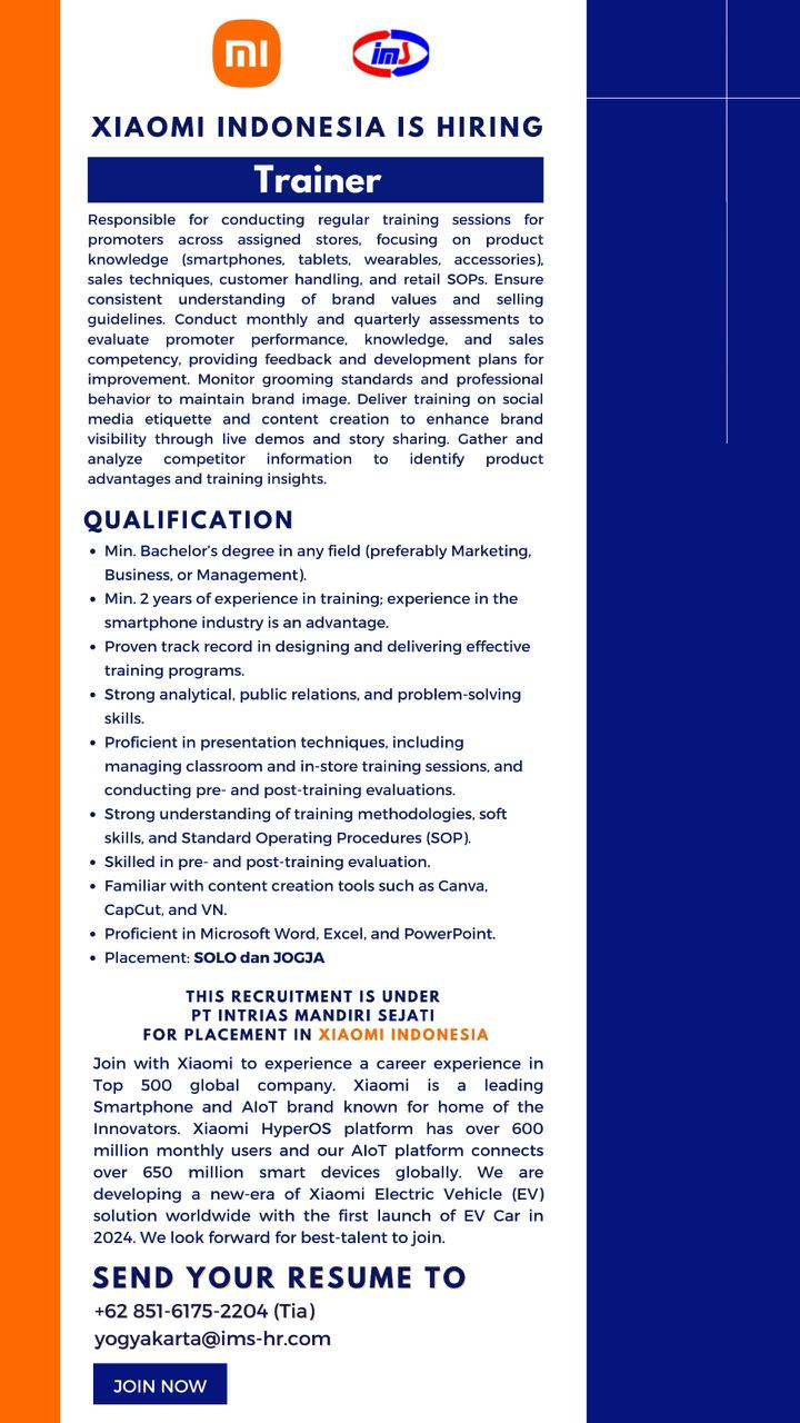 📢 INFO KARIR - Xiaomi Indonesia