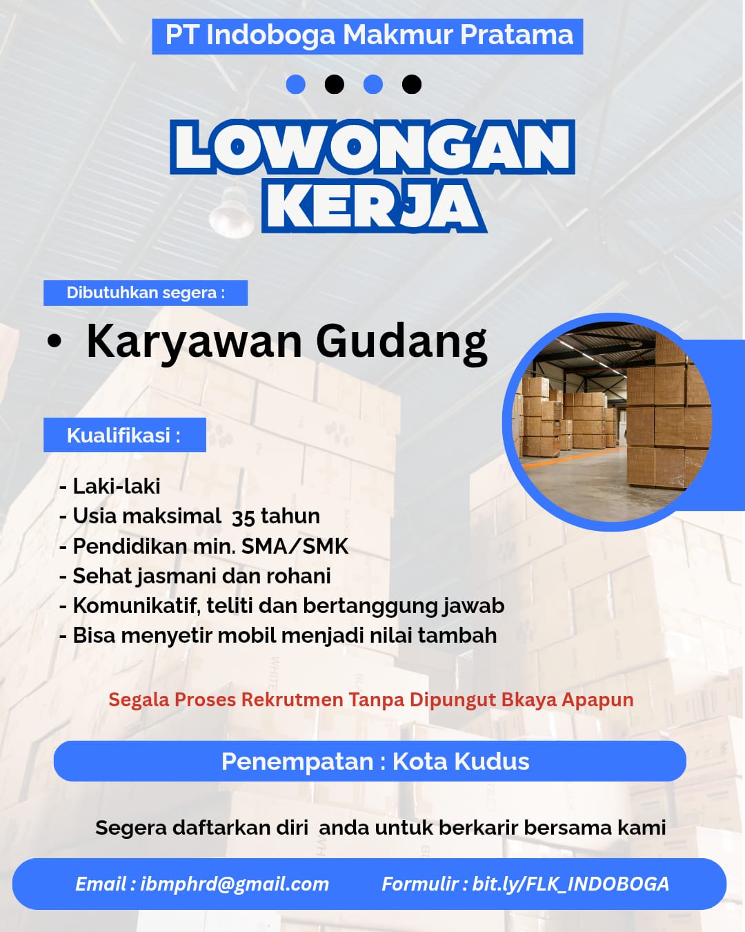 🚨 INFO LOKER -  PT Indoboga Makmur Pratama