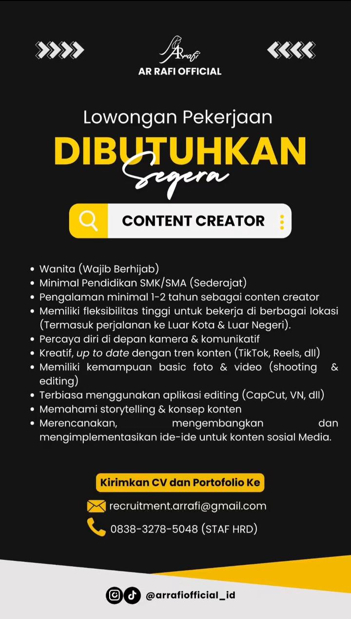 🚨 INFO LOKER - Content Creator