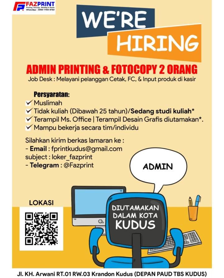 🚨 INFO LOKER - Admin Printing & Fotocopy