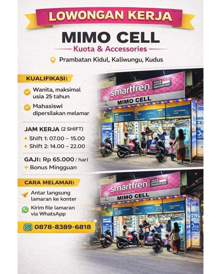 INFO LOKER - Penjaga Konter Kuota & Accessories